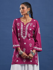 Modal Onion Color Chikankari Kurti