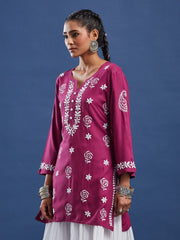 Modal Onion Color Chikankari Kurti
