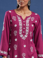 Modal Onion Color Chikankari Kurti
