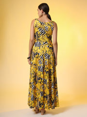 Yellow and Black Printed Dress - Sufiza Lifestyle