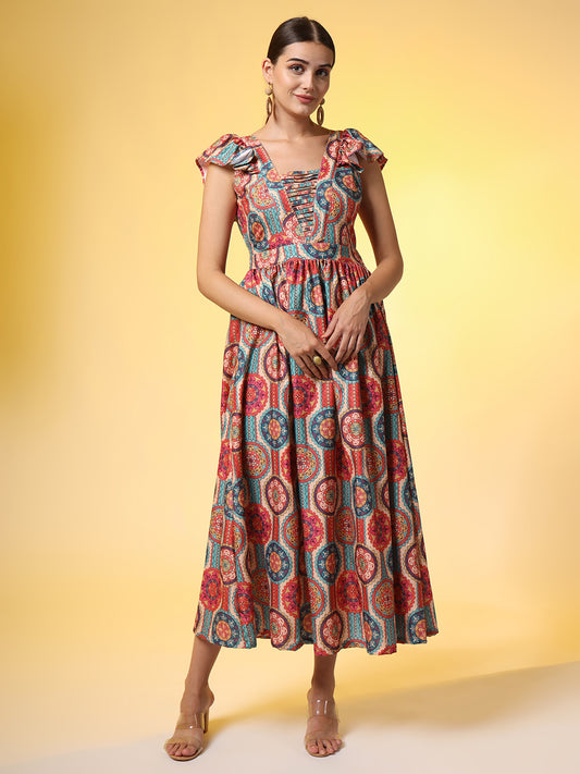 Rayon Orange Color Dress - Sufiza Lifestyle