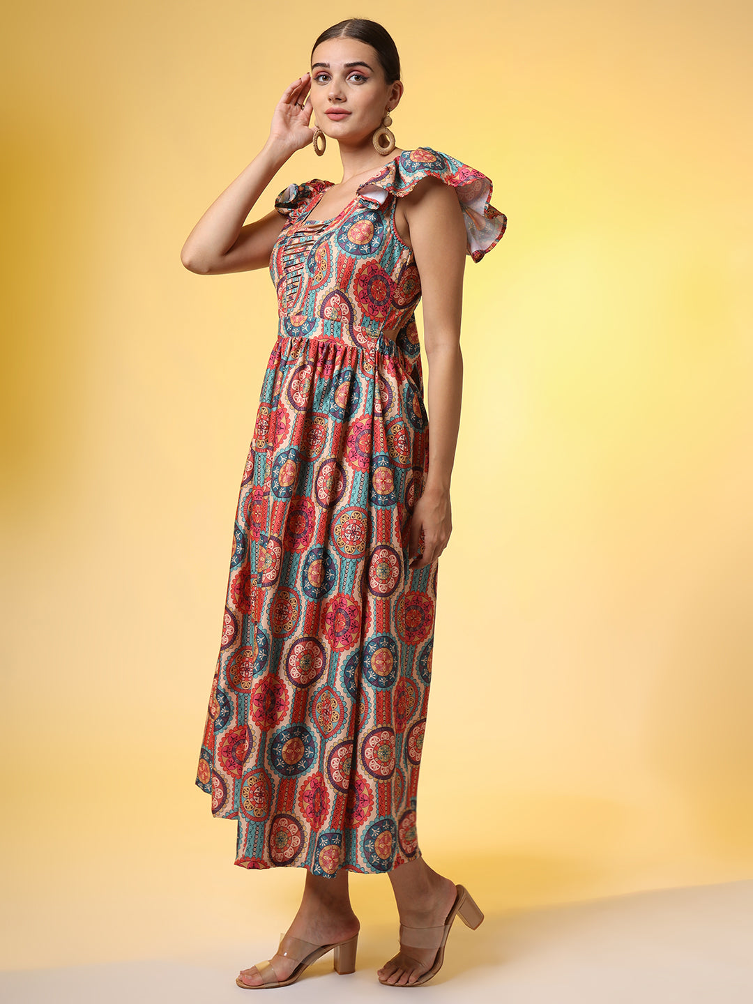 Rayon Orange Color Dress - Sufiza Lifestyle