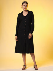Khadi Black Color Knee Length Dress - Sufiza Lifestyle