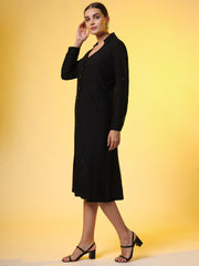 Khadi Black Color Knee Length Dress - Sufiza Lifestyle