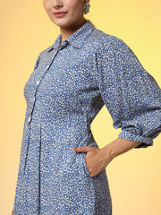 Blue with White Polka Dot long Dress - Sufiza Lifestyle