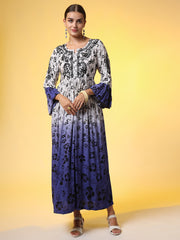 Dual Shade Purple and white with Chikankari Hand Embroidery - Sufiza Lifestyle