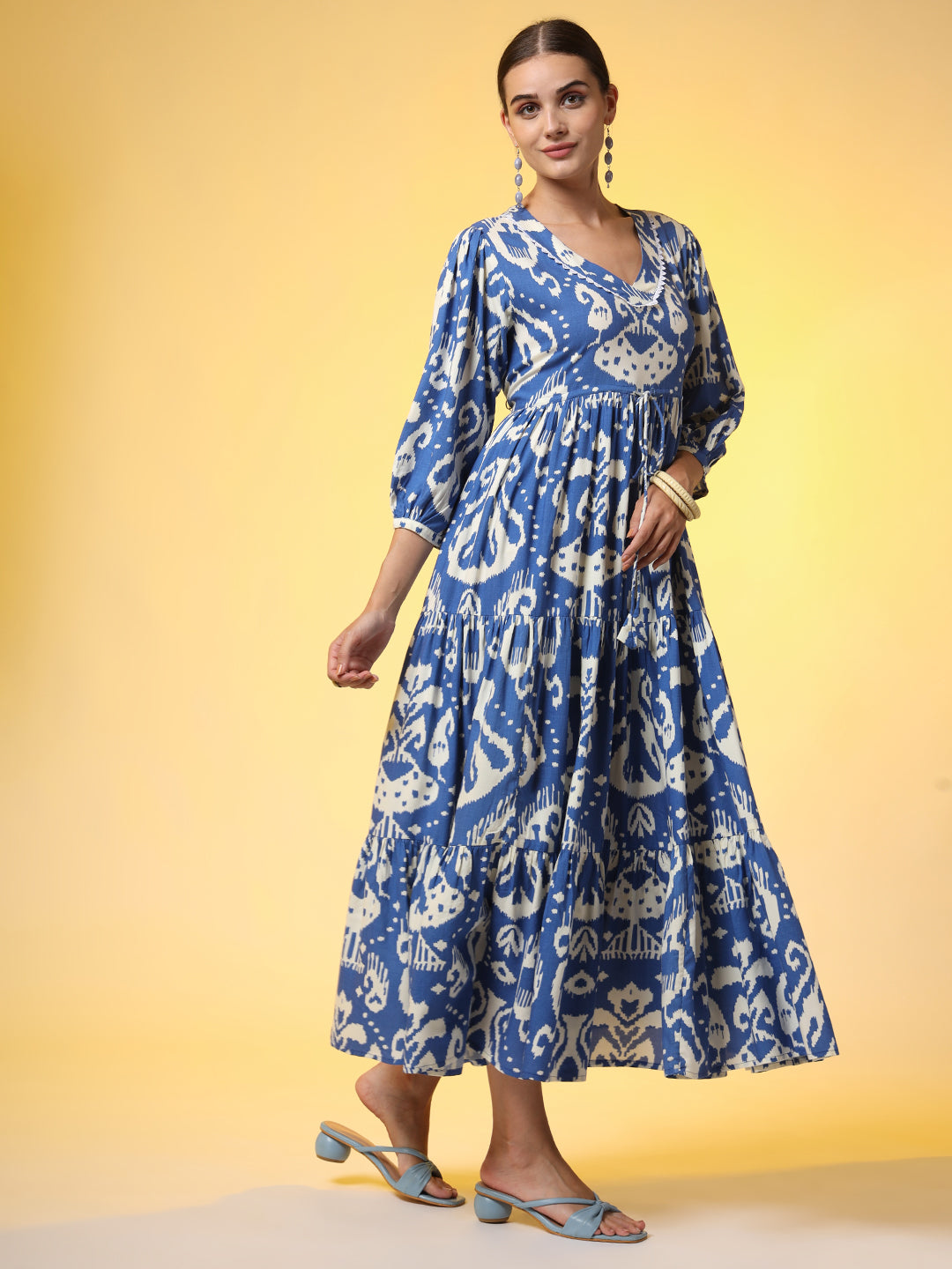 Western Blue Color Dresss printed Cotton Fabric - Sufiza Lifestyle