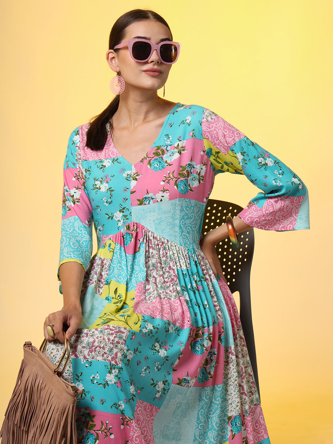 Full Length Western Dress printed Viscose Cotton Fabric - Sufiza Lifestyle