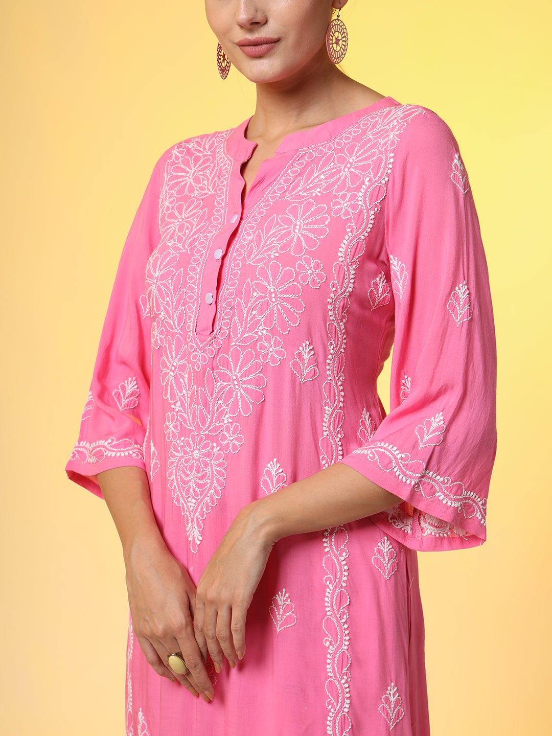 Hand Embroidery Pink Color Chikankari Co-Ord Set - Sufiza Lifestyle
