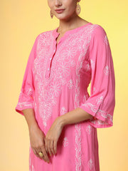 Hand Embroidery Pink Color Chikankari Co-Ord Set - Sufiza Lifestyle