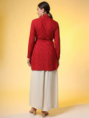 Red Shirt with Cream Bottom Western Wear Co-Ord Set - Sufiza Lifestyle