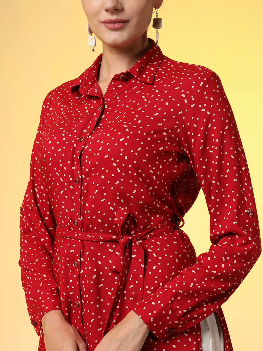 Red Shirt with Cream Bottom Western Wear Co-Ord Set - Sufiza Lifestyle