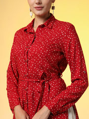 Red Shirt with Cream Bottom Western Wear Co-Ord Set - Sufiza Lifestyle