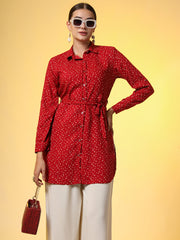 Red Shirt with Cream Bottom Western Wear Co-Ord Set - Sufiza Lifestyle