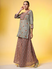 Light Sea Green Hand Embroidery Chikankari Co-Ord Set - Sufiza Lifestyle