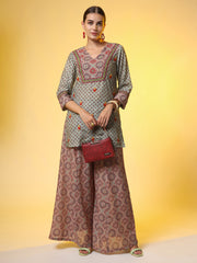 Light Sea Green Hand Embroidery Chikankari Co-Ord Set - Sufiza Lifestyle