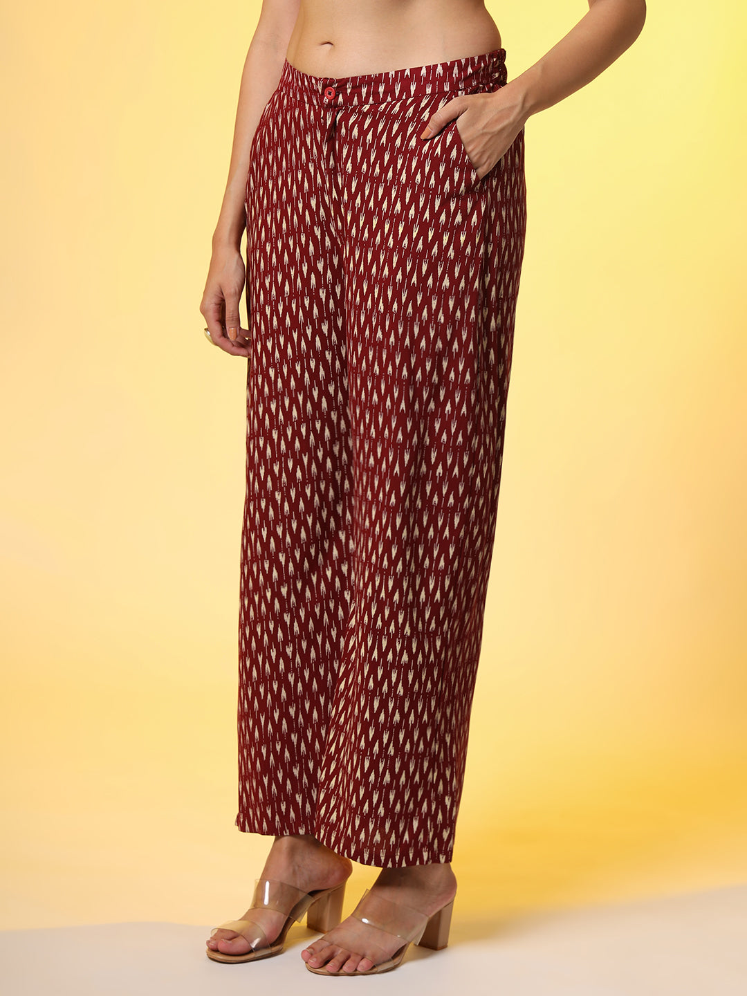 Mehroon with Red Color Motif Western Wear Co-Ord Set - Sufiza Lifestyle