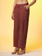 Mehroon with Red Color Motif Western Wear Co-Ord Set - Sufiza Lifestyle