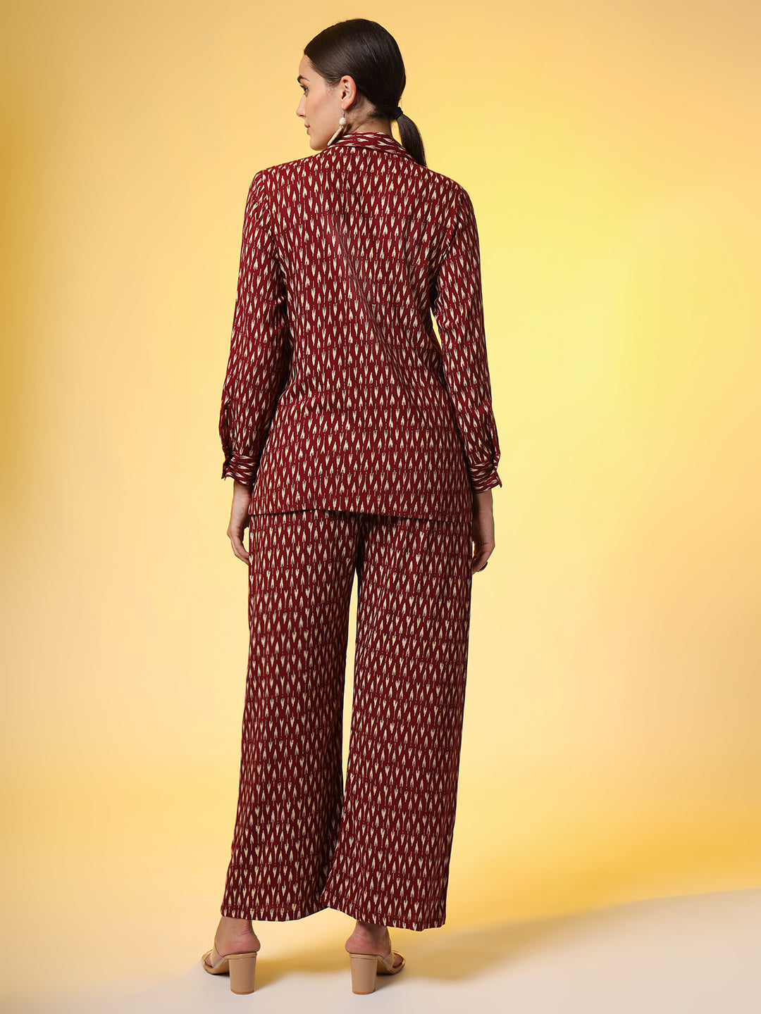 Mehroon with Red Color Motif Western Wear Co-Ord Set - Sufiza Lifestyle