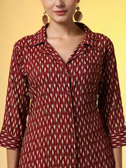 Mehroon with Red Color Motif Western Wear Co-Ord Set - Sufiza Lifestyle