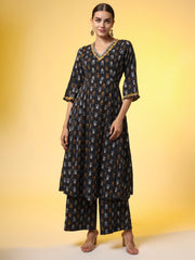 Chikankari Co-Ord Set with Katha and Block Print - Sufiza Lifestyle