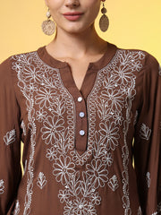 Brown Color Chikankari Co-Ord Set - Sufiza Lifestyle