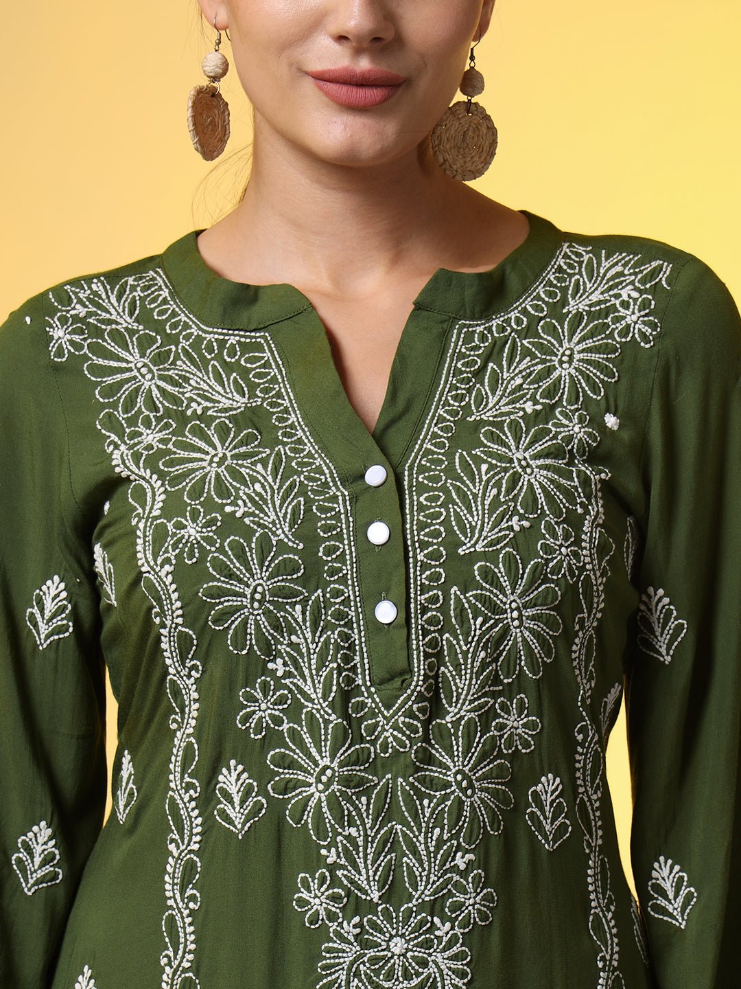 Green Color Chikankari Co-Ord Set - Sufiza Lifestyle