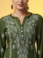 Green Color Chikankari Co-Ord Set - Sufiza Lifestyle