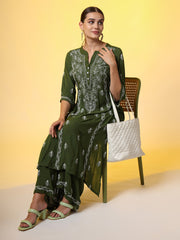 Green Color Chikankari Co-Ord Set - Sufiza Lifestyle