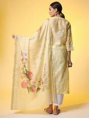 Chikankari Premium Dupatta Set Yellow Chanderi Kurta - Sufiza Lifestyle