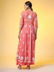 Chikankari Premium Kalidar Georgette Kurta with Bottom cotton satiin