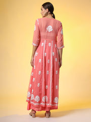 Chikankari Premium Kalidar Georgette Kurta with Bottom cotton satiin
