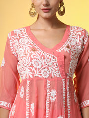 Chikankari Premium Kalidar Georgette Kurta with Bottom cotton satiin