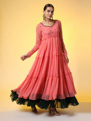 Hand Embroidery Georgette Ethnic Zardosi Dress