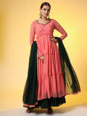 Hand Embroidery Georgette Ethnic Zardosi Dress