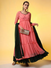 Hand Embroidery Georgette Ethnic Zardosi Dress