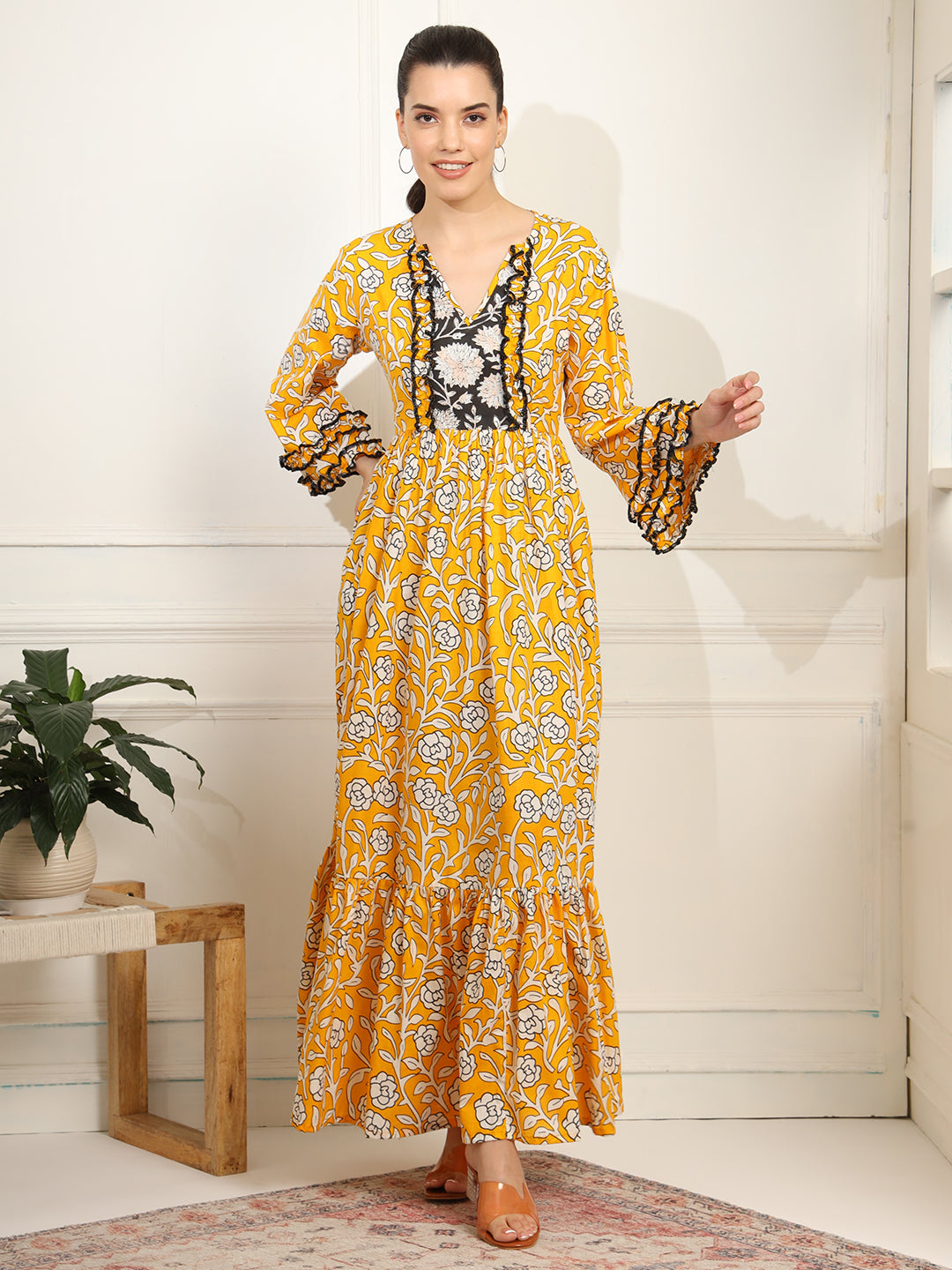 Chikankari Embroidery full length Dress - Sufiza Lifestyle