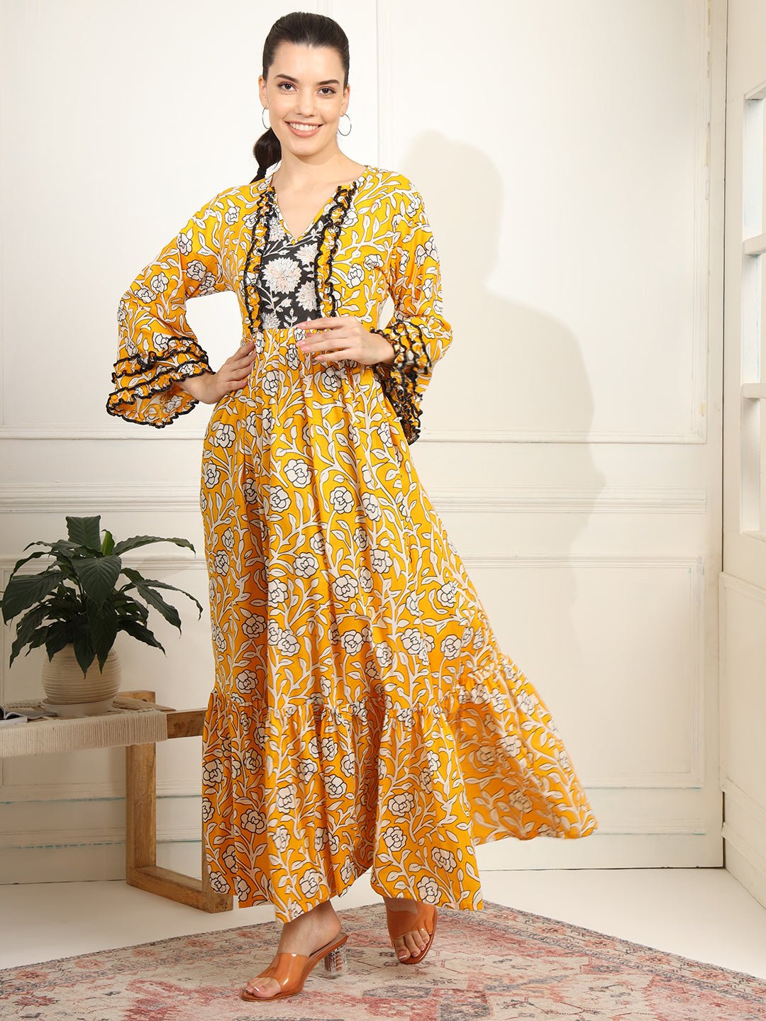 Chikankari Embroidery full length Dress - Sufiza Lifestyle