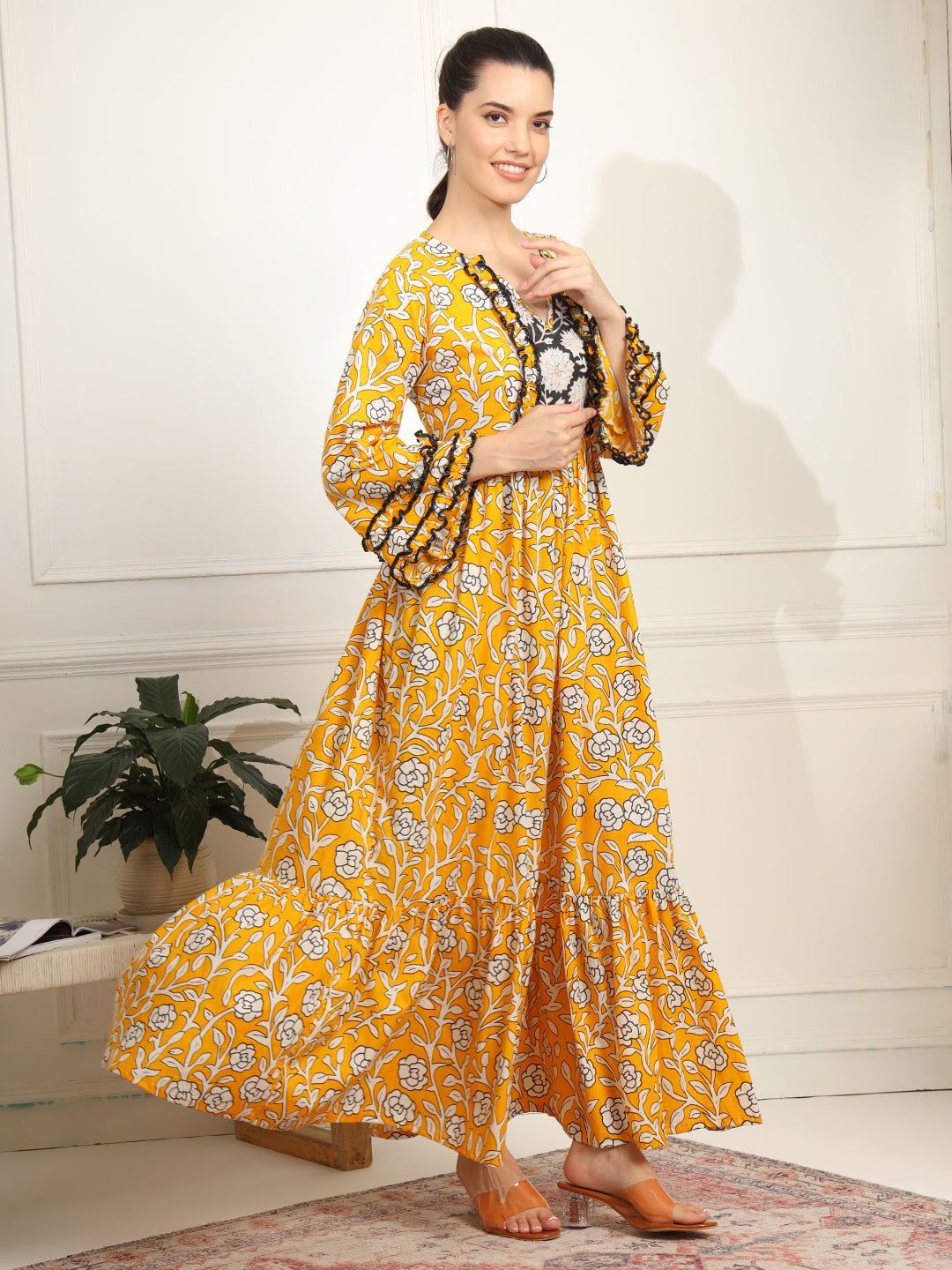 Chikankari Embroidery full length Dress - Sufiza Lifestyle