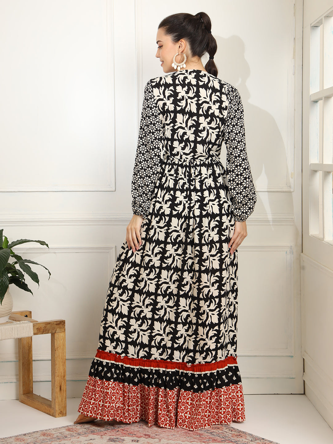 Western Dress Black printed Viscose Rayon Fabric - Sufiza Lifestyle