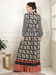 Western Dress Black printed Viscose Rayon Fabric - Sufiza Lifestyle