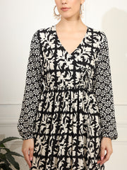 Western Dress Black printed Viscose Rayon Fabric - Sufiza Lifestyle