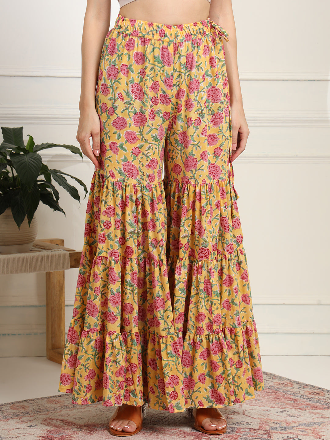 Block Print with Chikankari Kurta and Sharara - Sufiza Lifestyle