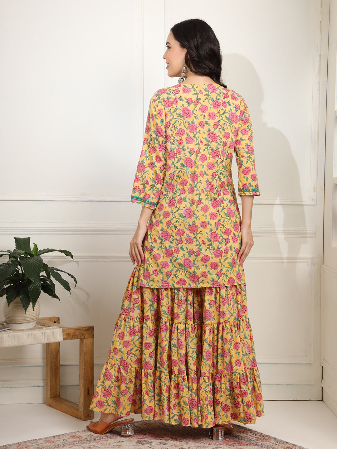 Block Print with Chikankari Kurta and Sharara - Sufiza Lifestyle