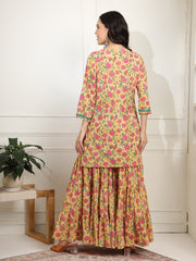 Block Print with Chikankari Kurta and Sharara - Sufiza Lifestyle