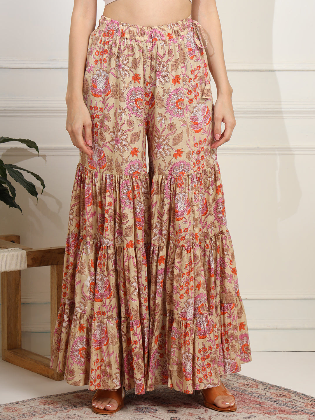 Block Print with Chikankari Kurta and Sharara - Sufiza Lifestyle