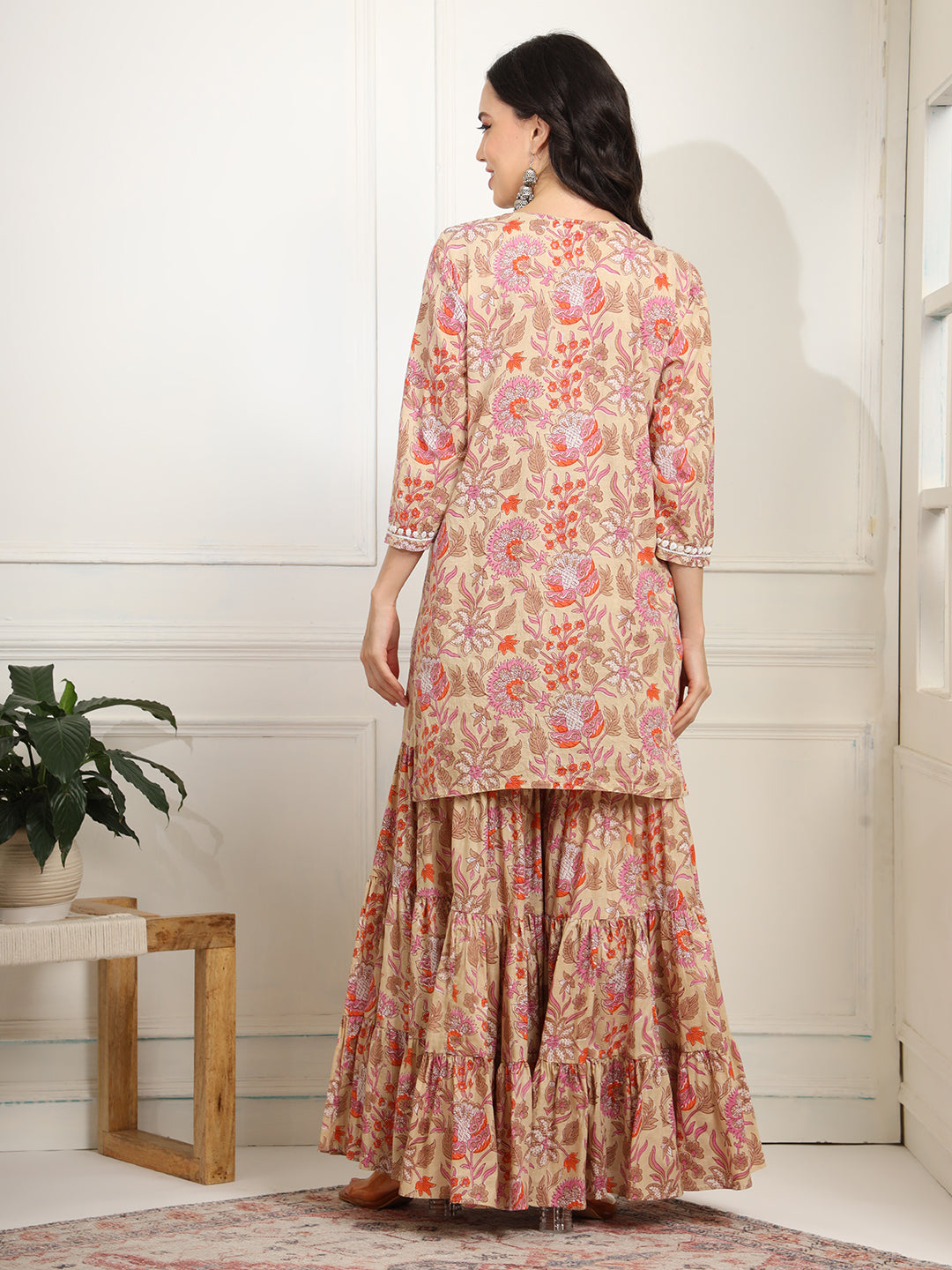 Block Print with Chikankari Kurta and Sharara - Sufiza Lifestyle