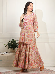 Block Print with Chikankari Kurta and Sharara - Sufiza Lifestyle