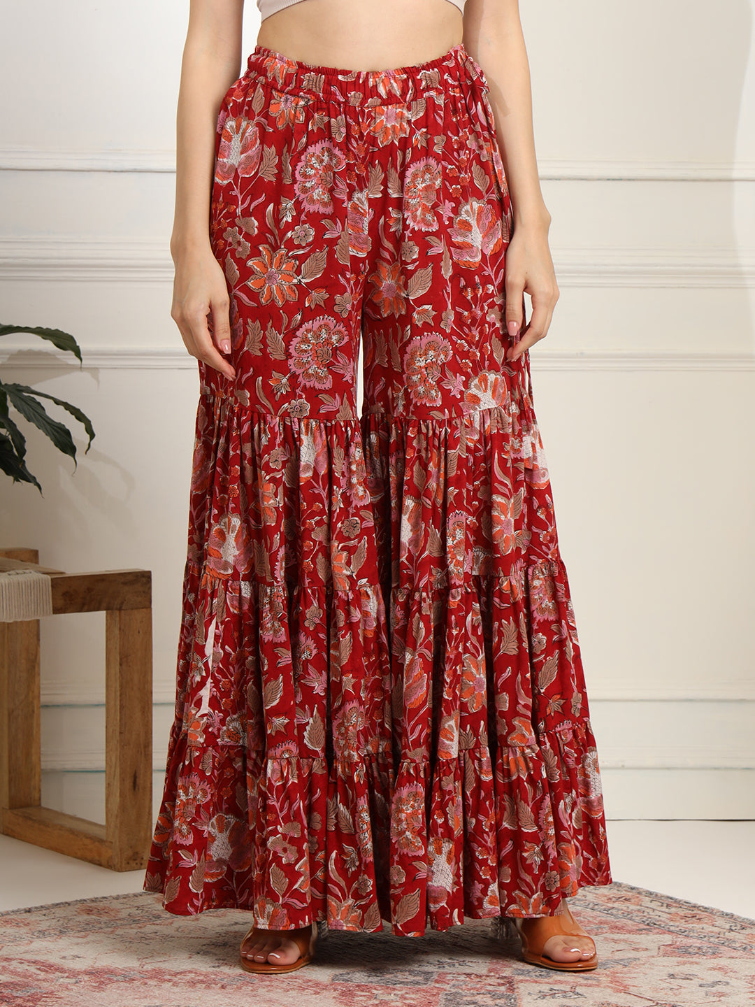 Block Print with Chikankari Kurta and Sharara - Sufiza Lifestyle