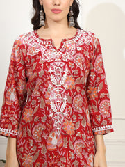 Block Print with Chikankari Kurta and Sharara - Sufiza Lifestyle